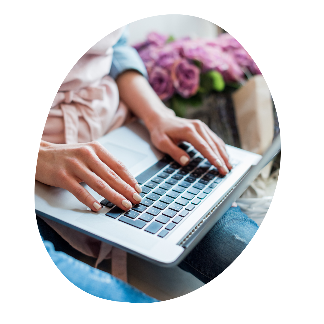 Woman typing on laptop